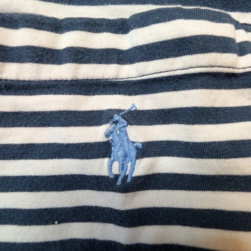 Polo Ralph Lauren Polo Shirt Mens XL Blue White Striped Classic Fit Pocket Pony